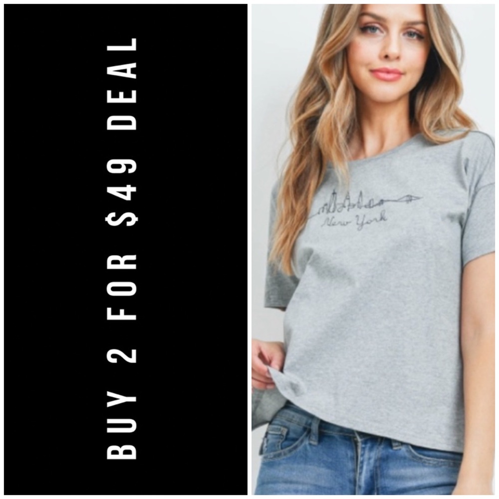 GRAY NEW YORK GRAPHIC TEE
